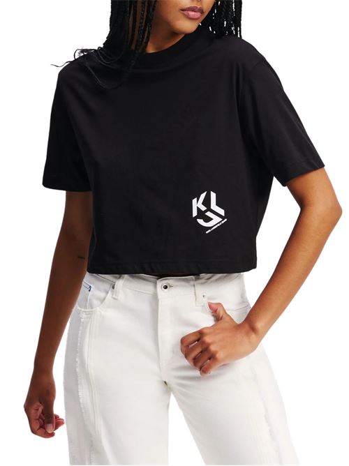 T-shirt donna nera in cotone Karl Lagerfeld jeans | A2W17076999